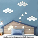 طقم مرايات استيكر 12 قطعة سداسية الشكل لتجديد ديكور المنزل