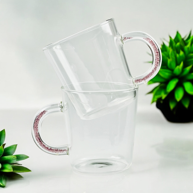 مج  450 ملي زجاج شفاف بيد جليتر لشرب وتقديم المشروبات بشكل شيك