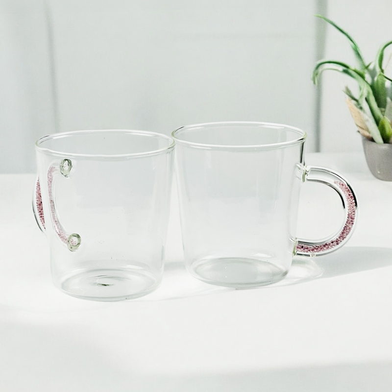 مج  450 ملي زجاج شفاف بيد جليتر لشرب وتقديم المشروبات بشكل شيك