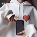 Minecraft Heart هودي اوفر سايز قطن للنساء باللون الابيض