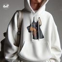 Doberman Pinscher هودي اوفر سايز قطن للرجال باللون الابيض