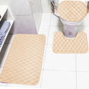 طقم دواسات قطيفة 3 قطع للحمام باللون البيج - مقاس 80*50 سم