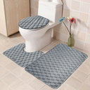 طقم دواسات حمام 3 قطع باللون الرمادي من القطيفة - مقاس 80*50 سم