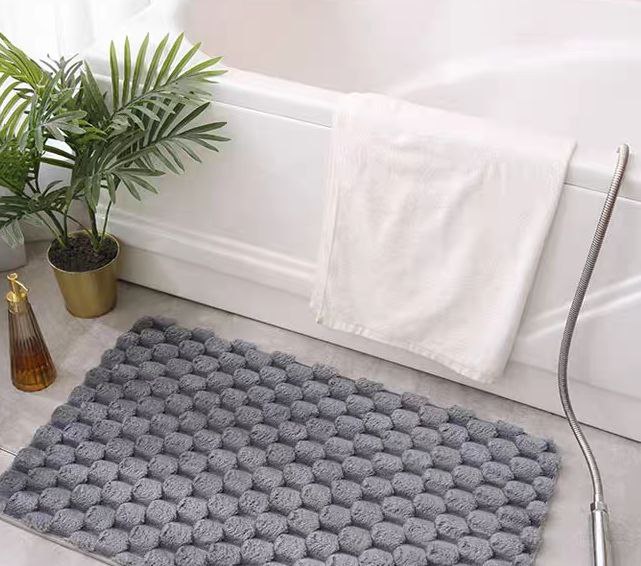 طقم دواسات حمام 3 قطع باللون الرمادي من القطيفة - مقاس 80*50 سم