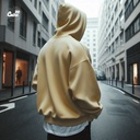 Cairo99 Needlework هودي اوفر سايز قطن للرجال باللون البيج