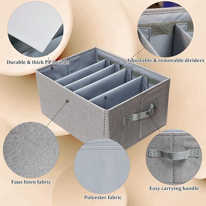 منظم ملابس وتربروف مقسم  4 خانات قابل للطي بيد لسهولة الحمل