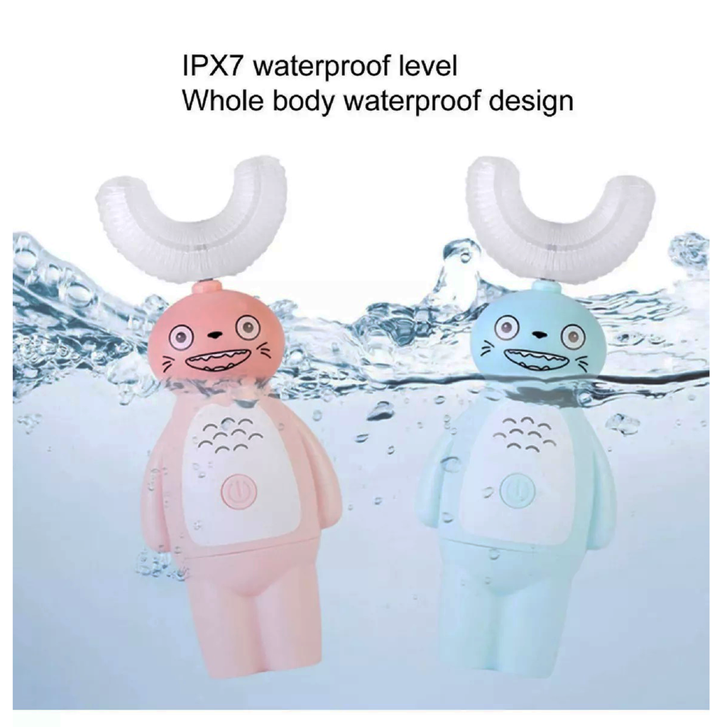 U فرشة أسنان كهربائية للأطفال بتصميم كرتوني على شكل حرف