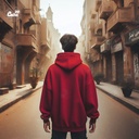 هودي "كايرو" اوفر سايز قطن للرجال باللون الاحمر