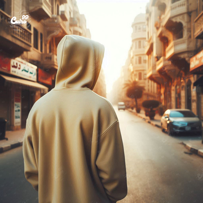 هودي "كايرو" اوفر سايز قطن للرجال باللون البيج