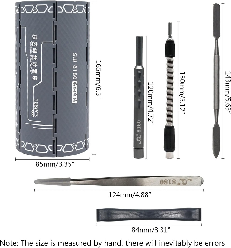صندوق رؤوس مفكات متنوعة مضغوط غير قابل للميل  للورش واعمال الصيانة – 128 قطعة