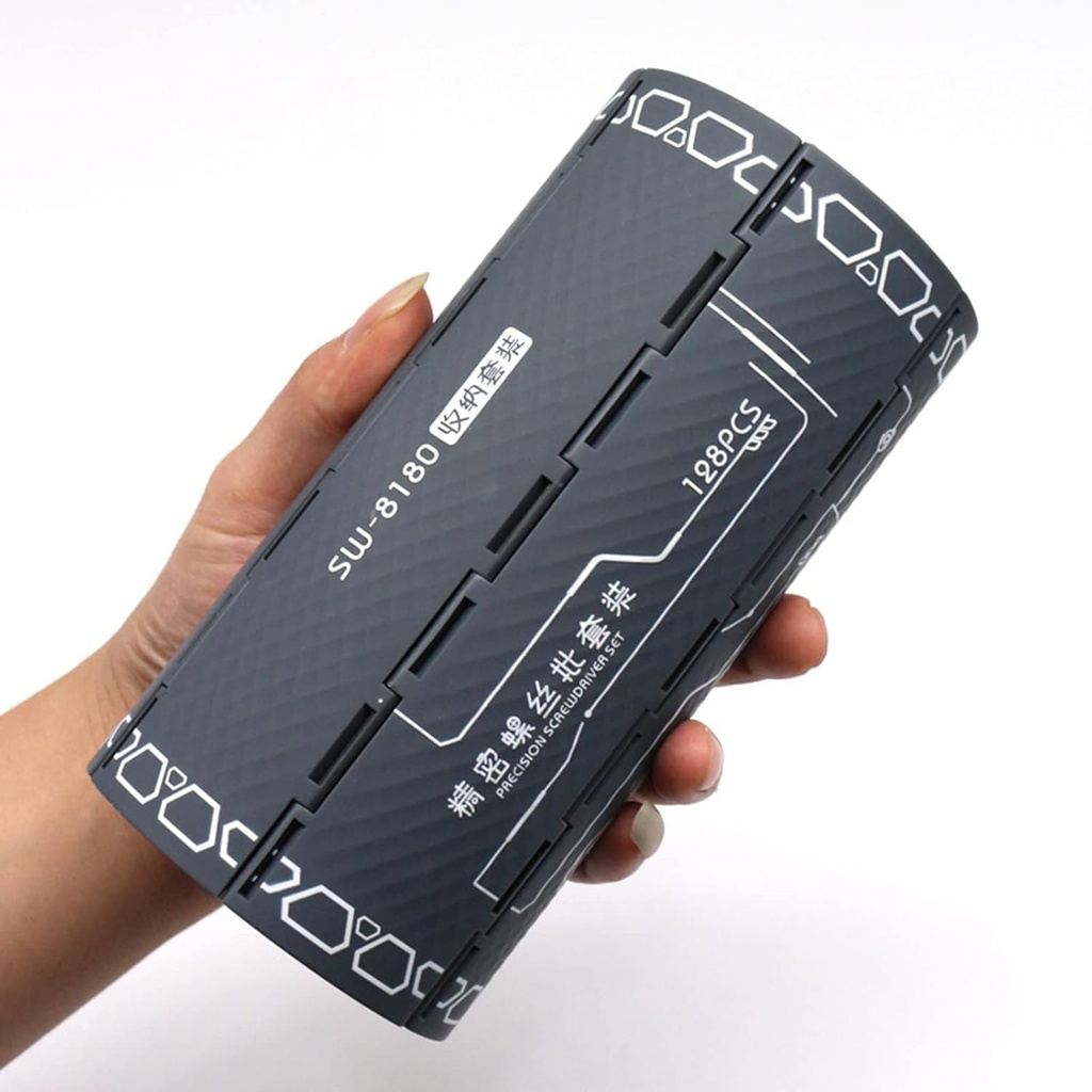 صندوق رؤوس مفكات متنوعة مضغوط غير قابل للميل  للورش واعمال الصيانة – 128 قطعة