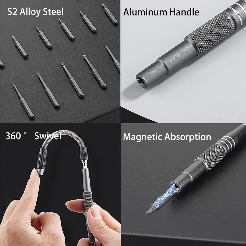 صندوق رؤوس مفكات متنوعة مضغوط غير قابل للميل  للورش واعمال الصيانة – 128 قطعة