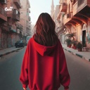 هودي "القاهرة" اوفر سايز قطن للنساء باللون الاحمر