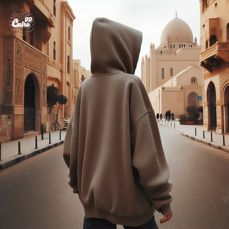 هودي "القاهرة" اوفر سايز قطن للنساء باللون البني