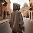 هودي "القاهرة" اوفر سايز قطن للنساء باللون البني