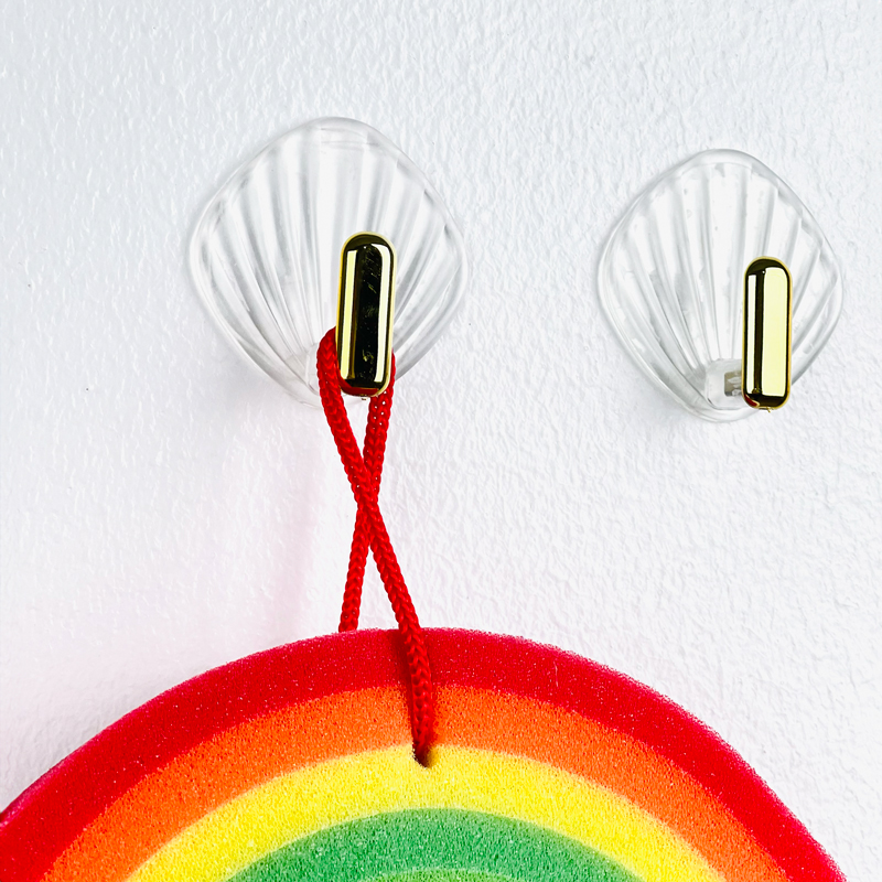 طقم هوك شفاف بمقبض جولد 3 قطع بلزق دبل فيس لتعليق الاكسسورات والملابس