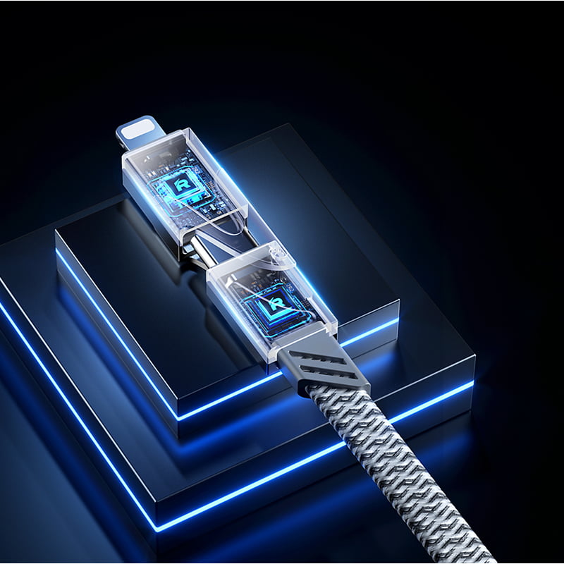 كابل شحن 4*1 متعدد النوافذ للشحن السريع ونقل الداتا بقدرة 100 واط من ريماكس