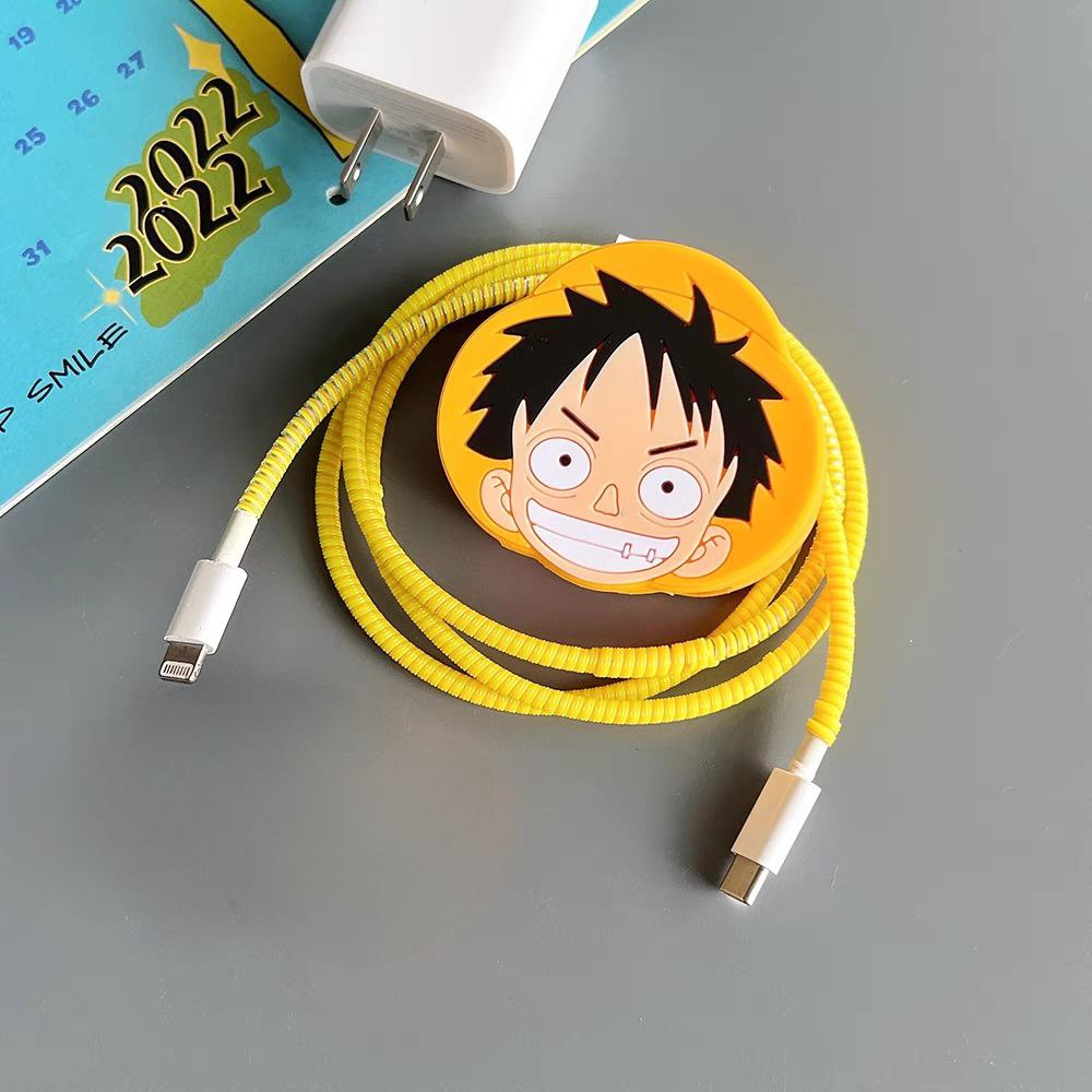 كفر حماية لشاحن وكابل وسلك الآيفون بتصميم لوفي _ قطعتين