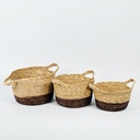 طقم سلال 3 قطع للملابس ولعب الاطفال والمخدات وقطع الديكور وللزرع الصناعي والطبيعي بيد من الخوص