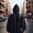 " معلش " هودي اوفر سايز قطن للرجال باللون الاسود