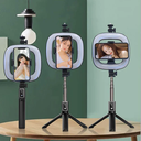 رينج لايت بلوتوث باضاءات متعددة وطول قابل للتعديل حتي 94.5 سم للتصوير والبث المباشر  - للموبايل والكاميرا