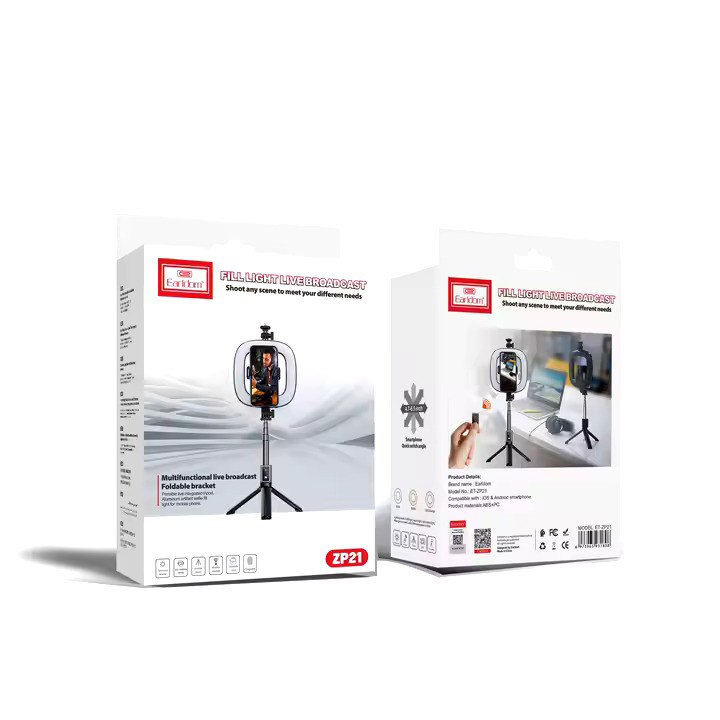 رينج لايت بلوتوث باضاءات متعددة وطول قابل للتعديل حتي 94.5 سم للتصوير والبث المباشر  - للموبايل والكاميرا