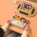 لانش بوكس مقسم الي  5 خانات بغطاء محكم وحامل الموبايل للمشاهدة الافلام أثناء الطعام