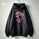 LOVER هودي اوفر سايز قطن باللون الاسود للنساء