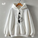 Skull Rip Vibe هودي اوفر سايز قطن للرجال باللون الأبيض