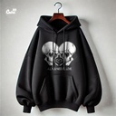 All You Need Is Love  هودي اوفر سايز قطن للرجال باللون الأسود