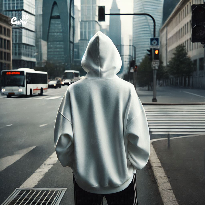 Be Kind هودي اوفر سايز قطن للرجال باللون الأبيض