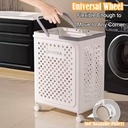 باسكت غسيل قابل للطي مع عجلات ويد لسهولة الحمل والتحرك