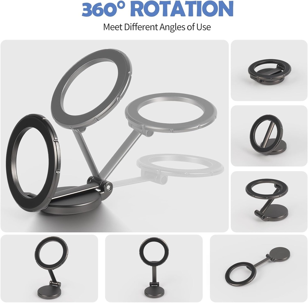 حامل موبايل مغناطيسي معدني قابل للطي والدوران 360 درجة لتابلوه السيارة