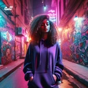 Can't Be Good All The Time هودي اوفر سايز قطن باللون الموف