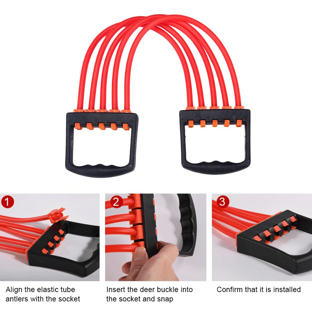 مشد رياضي 5 حبل لممارسة تمارين الذراع والصدر وتقوية العضلات في المنزل