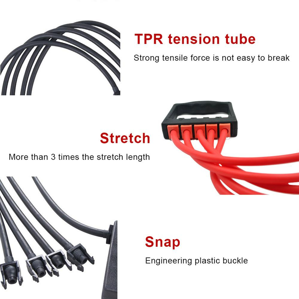 مشد رياضي 5 حبل لممارسة تمارين الذراع والصدر وتقوية العضلات في المنزل