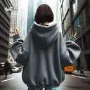 Positive Vibes هودي اوفر سايز قطن باللون الرمادي