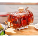 ديسبنسر عصائر زجاج بستاند خشب مع غطاء وحنفية - 3 لتر