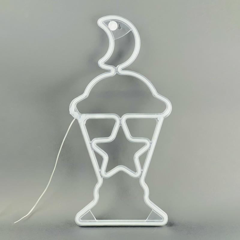 فانوس رمضان مجسم باضاءة نيون ملونة ثابتة بارتفاع 50 سم