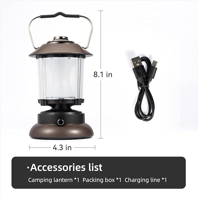 كشاف شكل فانوس محمول ب 3 درجات إضاءة مختلفة بيو اس بي للشحن