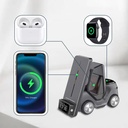 شاحن لاسلكي 5 *1 مع منبة وساعة  _ بقوة 15 واط