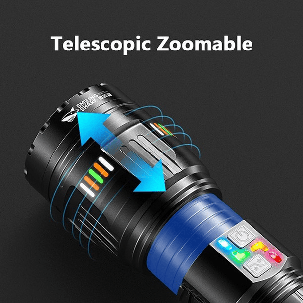 كشاف ليد يدوي للرؤية الليلية قابل التعديل بخاصية الزوم قابل لاعادة الشحن بيو اس بي