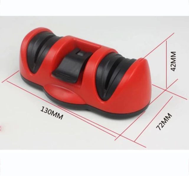 مسن سكاكين مطبخ يدوي بفتحتين مع مثبت قوي بالشفط للثبات أثناء الإستخدام