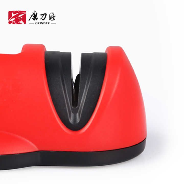 مسن سكاكين مطبخ يدوي بفتحتين مع مثبت قوي بالشفط للثبات أثناء الإستخدام