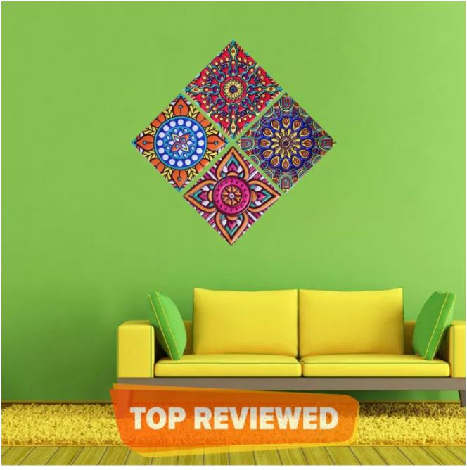 استيكر مانديلا ثري دي بأشكال بارزة سهل التنظيف لتجديد ديكور المطبخ والحمام