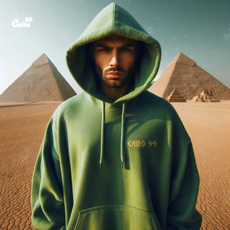 Pharaonic هودي اوفر سايز قطن باللون الزيتوني