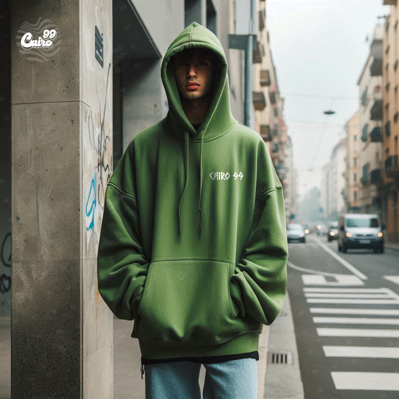 Bad Choices Make Good Stories هودي اوفر سايز قطن للرجال باللون الزيتوني