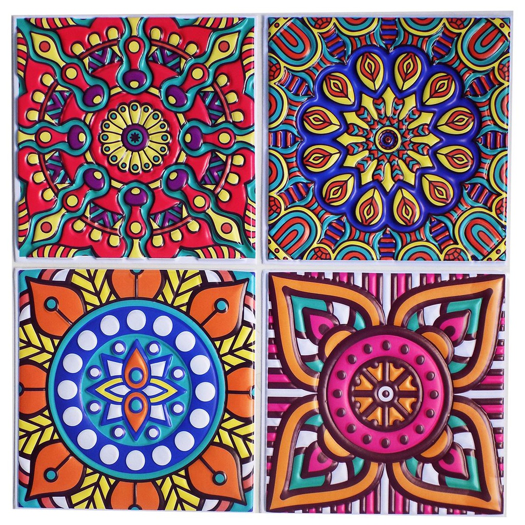 استيكر مانديلا ثري دي بأشكال بارزة سهل التنظيف لتجديد ديكور المطبخ والحمام