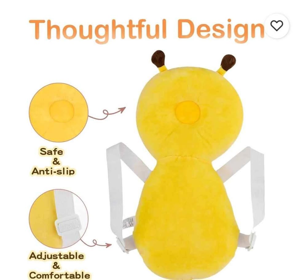 مخدة أمان خلفية  علي شكل نحلة لحماية رأس الأطفال من الصدمات  بحزام قابل للتعديل