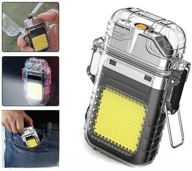 ولاعة كهربائية مقاومة للماء بكشاف ب 3 درجات إضاءة مختلفة لرحلات البحر والتخييم قابلة لإعادة الشحن